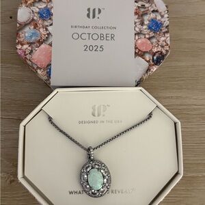 BP Silver Necklace with White Gemstone